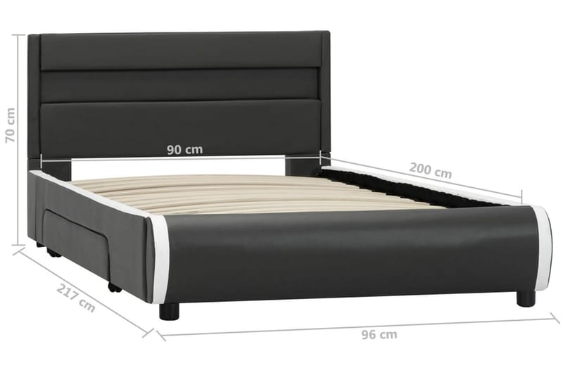 Sengestel Med Led 90x200 cm Kunstlæder Antracitgrå - Møbler - Senge - Sengeramme & sengestel
