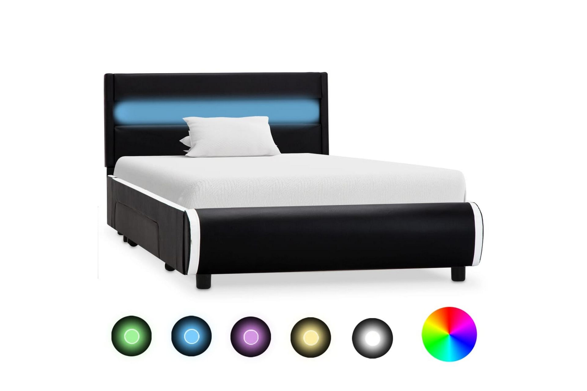 Sengestel Med Led 90x200 cm Kunstlæder Sort - Møbler - Senge - Sengeramme & sengestel