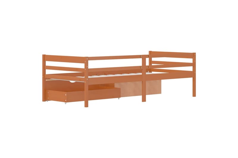 sengestel med skuffer 90x200 cm fyrretræ honningbrun - Brun - Møbler - Senge - Sengeramme & sengestel