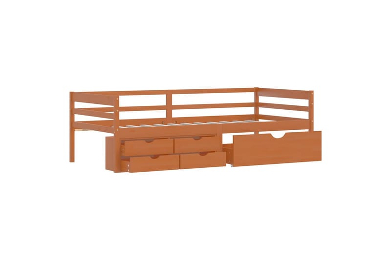 sengestel med skuffer 90x200 cm fyrretræ honningbrun - Brun - Møbler - Senge - Sengeramme & sengestel