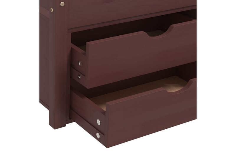 sengestel med skuffer 90x200 cm fyrretræ mørkebrun - Brun - Sengeramme & sengestel