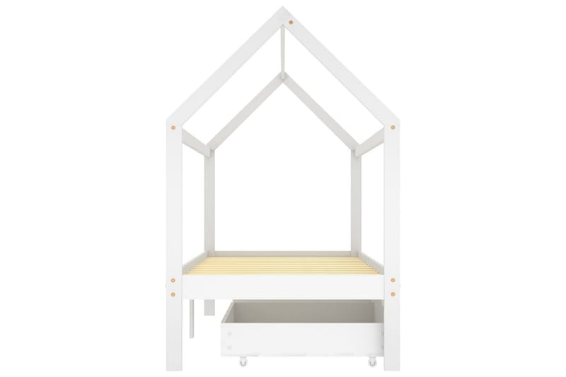 sengestel til børn med skuffer 90x200 cm massivt fyrretræ - Hvid - Møbler - Senge - Sengeramme & sengestel
