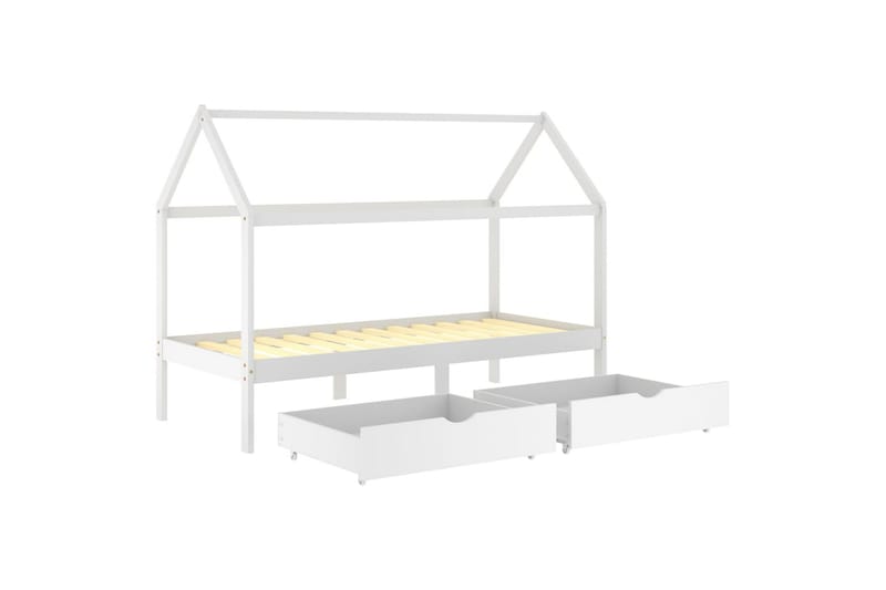 sengestel til børn med skuffer 90x200 cm massivt fyrretræ - Hvid - Møbler - Senge - Sengeramme & sengestel