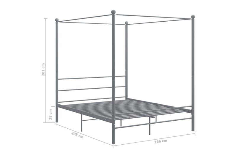 sengestel til himmelseng 160x200 cm metal grå - Grå - Møbler - Senge - Sengeramme & sengestel