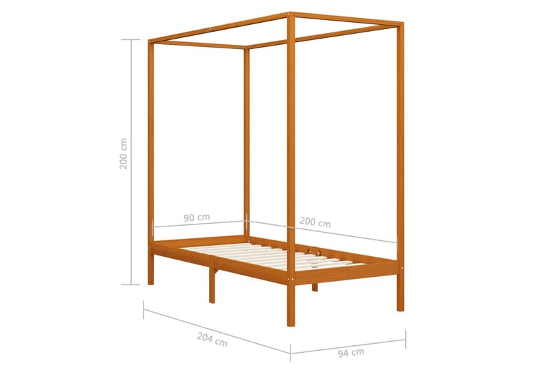Sengestel Til Himmelseng 90x200 cm Fyrretræ Gyldenbrun - Møbler - Senge - Sengeramme & sengestel