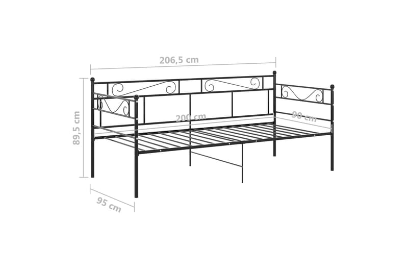 sengestel til sovesofa 90x200 cm metal sort - Sort - Sengeramme & sengestel