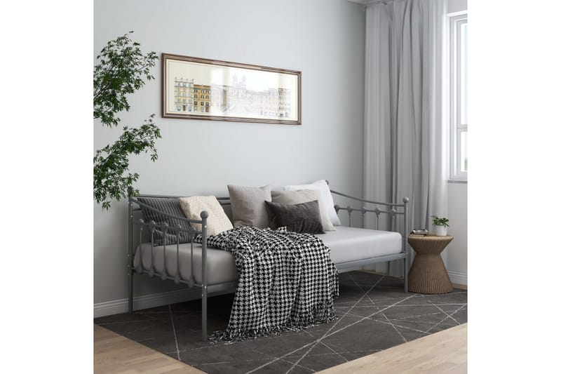 sengestel til udtræksseng 90x200 cm metal grå - Grå - Møbler - Senge - Sengeramme & sengestel