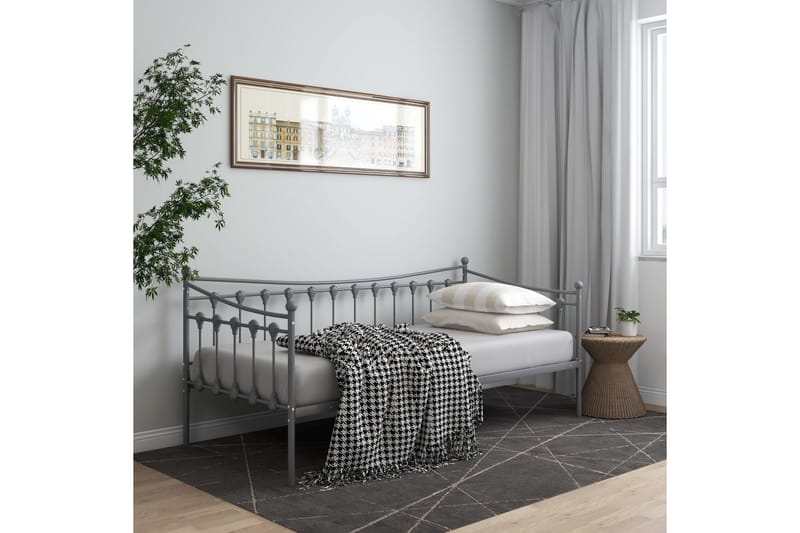 sengestel til udtræksseng 90x200 cm metal grå - Grå - Møbler - Senge - Sengeramme & sengestel