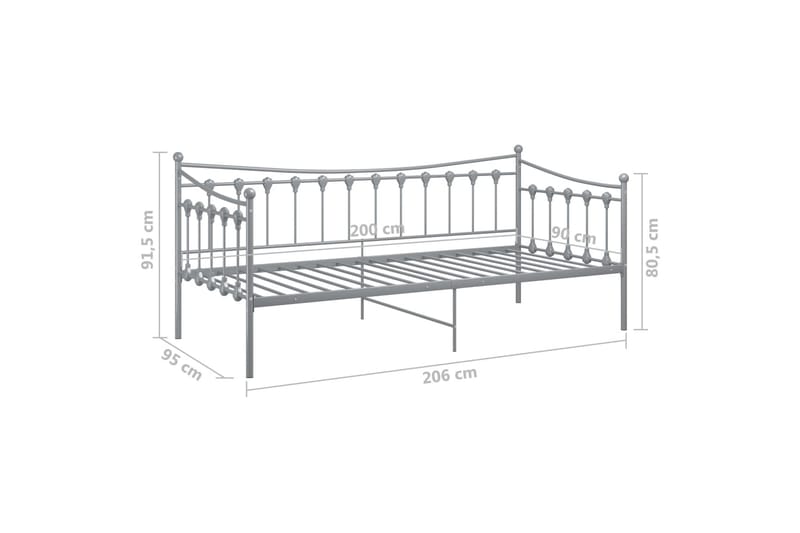 sengestel til udtræksseng 90x200 cm metal grå - Grå - Møbler - Senge - Sengeramme & sengestel