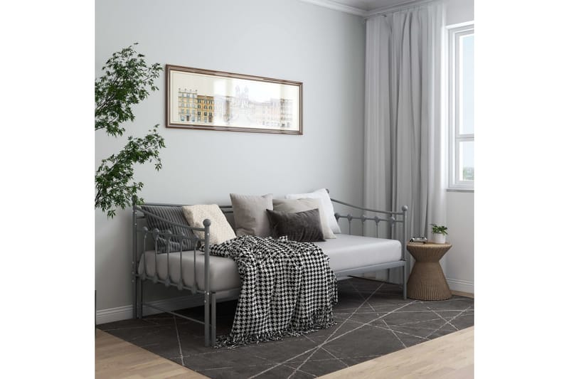 sengestel til udtræksseng 90x200 cm metal grå - Grå - Møbler - Senge - Sengeramme & sengestel