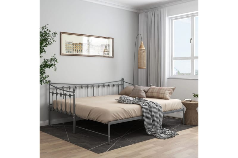 sengestel til udtræksseng 90x200 cm metal grå - Grå - Møbler - Senge - Sengeramme & sengestel