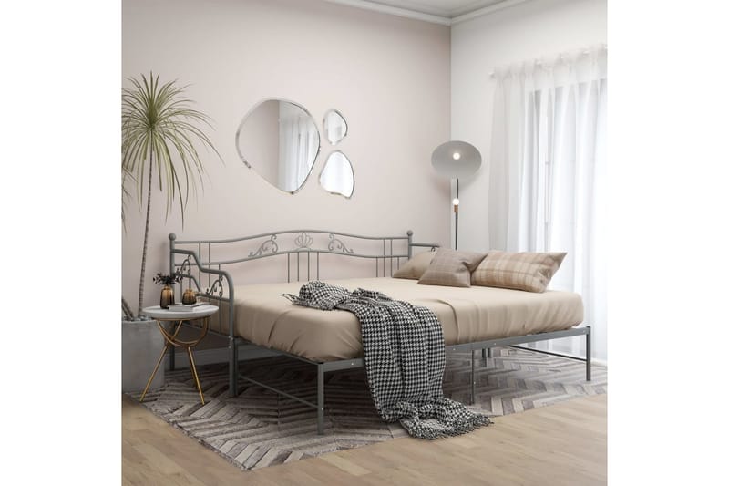 sengestel til udtræksseng 90x200 cm metal grå - Grå - Møbler - Senge - Sengeramme & sengestel