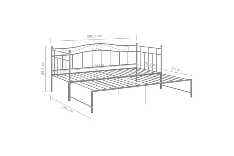 sengestel til udtræksseng 90x200 cm metal grå - Grå - Møbler - Senge - Sengeramme & sengestel