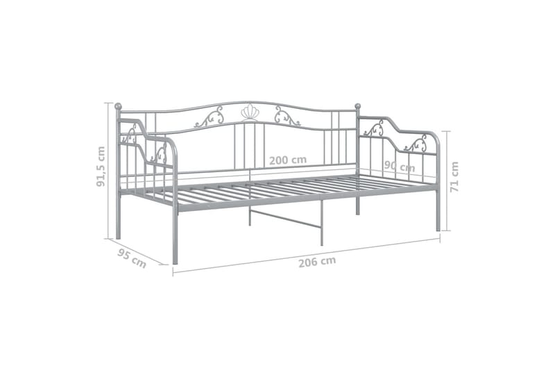 sengestel til udtræksseng 90x200 cm metal grå - Grå - Møbler - Senge - Sengeramme & sengestel