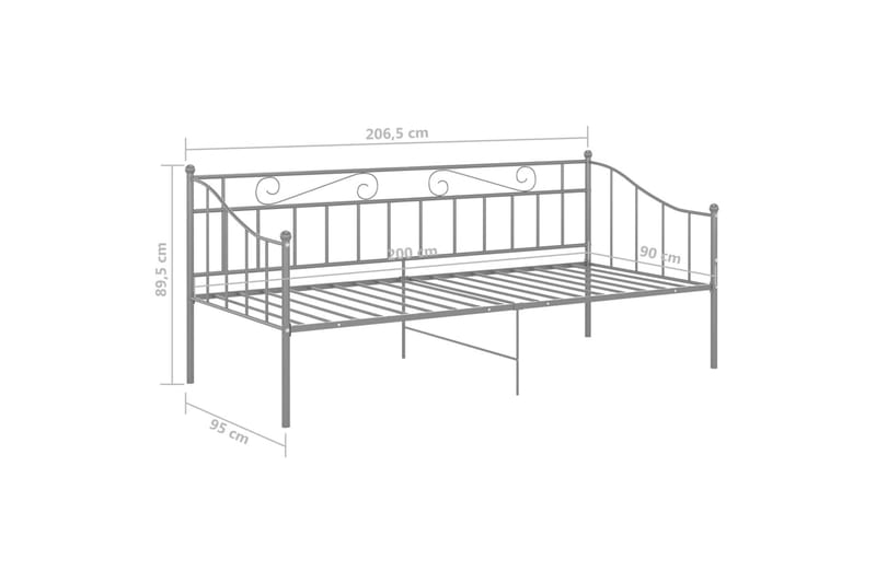 sengestel til udtræksseng 90x200 cm metal grå - Grå - Møbler - Senge - Sengeramme & sengestel