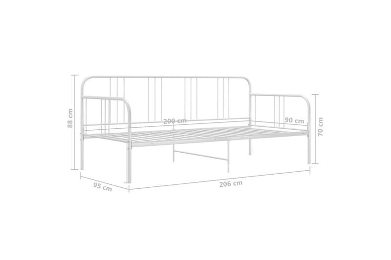 Sengestel til udtræksseng 90x200 cm metal hvid - Hvid - Møbler - Senge - Sengeramme & sengestel
