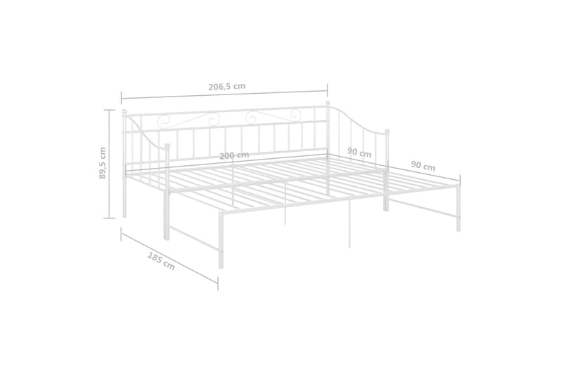 sengestel til udtræksseng 90x200 cm metal hvid - Hvid - Sengeramme & sengestel