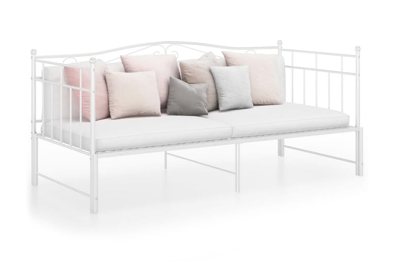 sengestel til udtræksseng 90x200 cm metal hvid - Hvid - Møbler - Senge - Sengeramme & sengestel