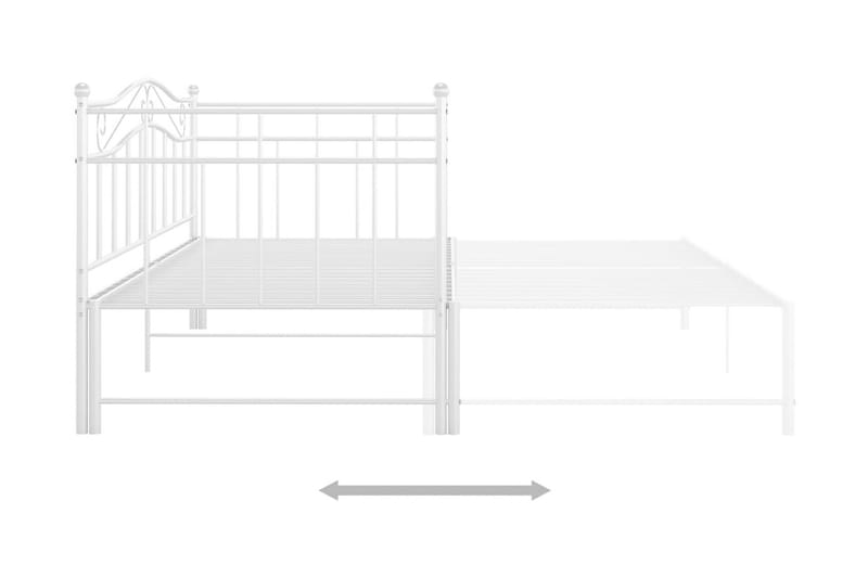 sengestel til udtræksseng 90x200 cm metal hvid - Hvid - Sengeramme & sengestel