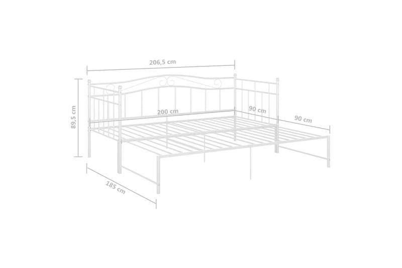 sengestel til udtræksseng 90x200 cm metal hvid - Hvid - Sengeramme & sengestel