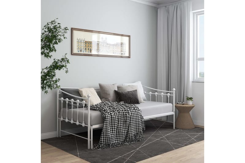 sengestel til udtræksseng 90x200 cm metal hvid - Hvid - Møbler - Senge - Sengeramme & sengestel