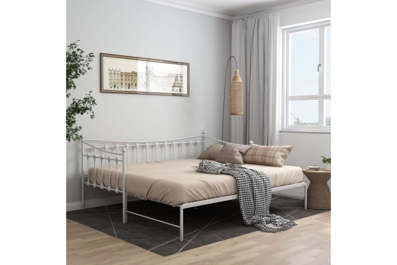 sengestel til udtræksseng 90x200 cm metal hvid - Hvid - Møbler - Senge - Sengeramme & sengestel