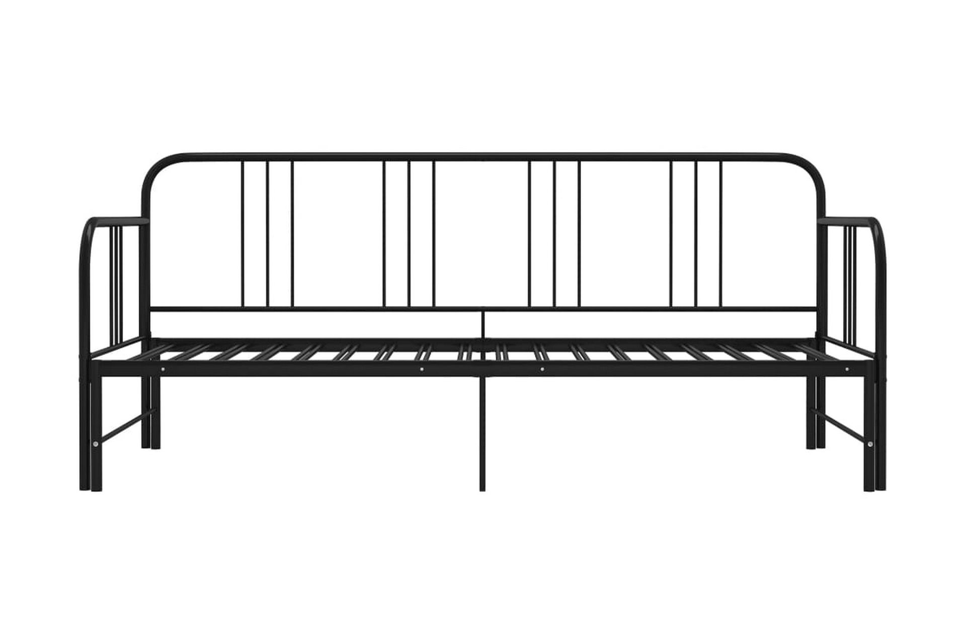 Sengestel til udtræksseng 90x200 cm metal sort - Sort - Møbler - Senge - Sengeramme & sengestel