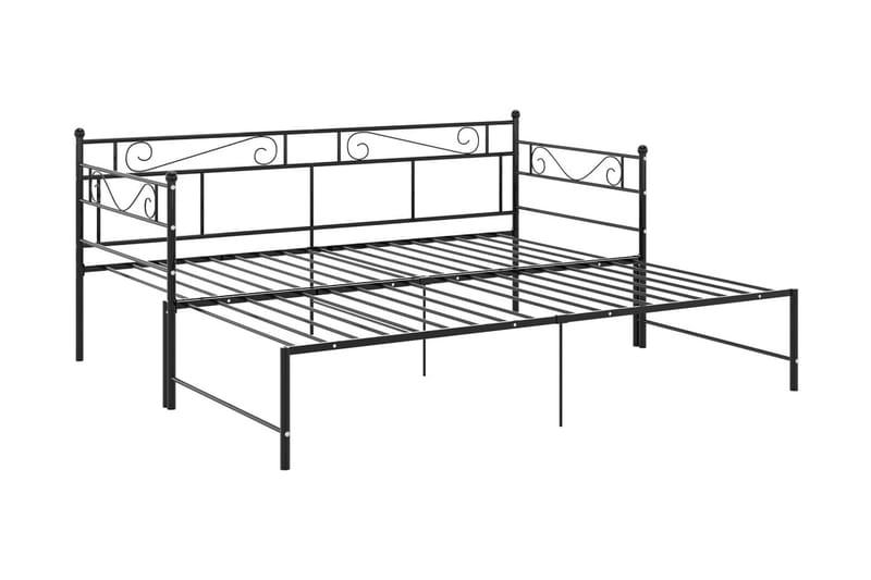 sengestel til udtræksseng 90x200 cm metal sort - Sort - Sengeramme & sengestel