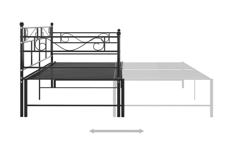 sengestel til udtræksseng 90x200 cm metal sort - Sort - Sengeramme & sengestel