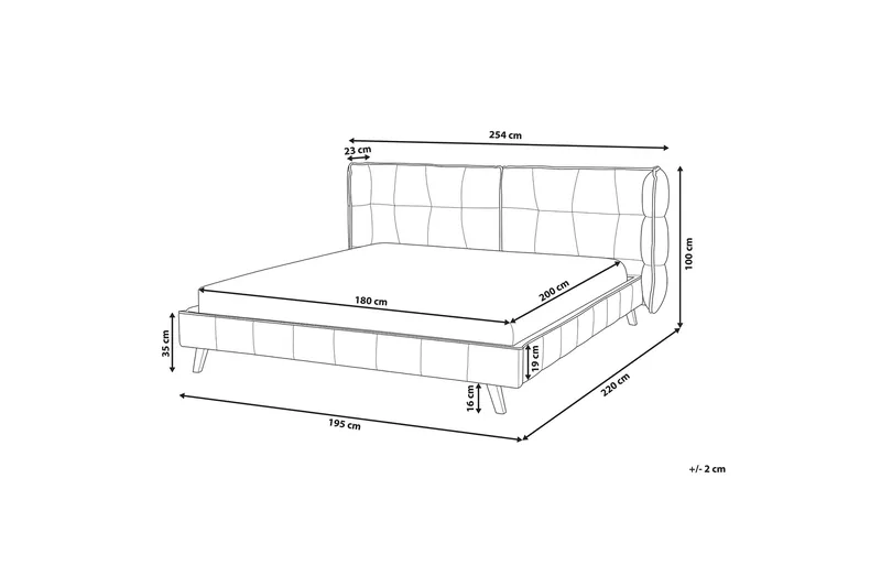 Senlis Dobbelt seng 180 | 200 cm - Grå - Møbler - Senge - Sengeramme & sengestel