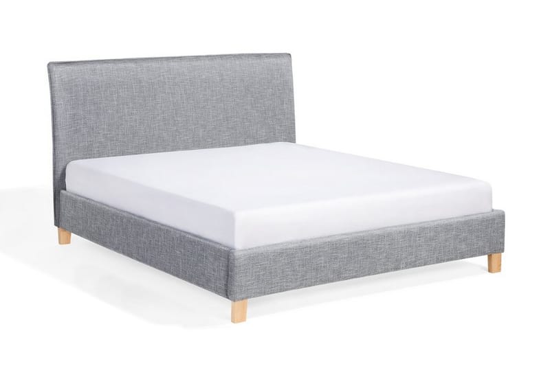 Sennez Sengepakke – Dobbeltseng 160x200 cm i Stof med Sengegavl + Topmadras - Grå - Møbler - Senge - Sengeramme & sengestel