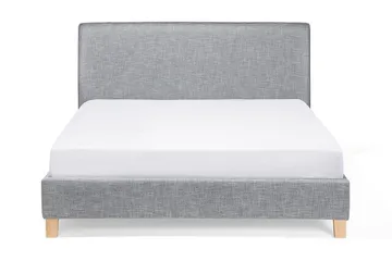 Sennez Sengepakke – Dobbeltseng 160x200 cm i Stof med Sengegavl + Topmadras - Grå - Møbler - Senge - Sengeramme & sengestel
