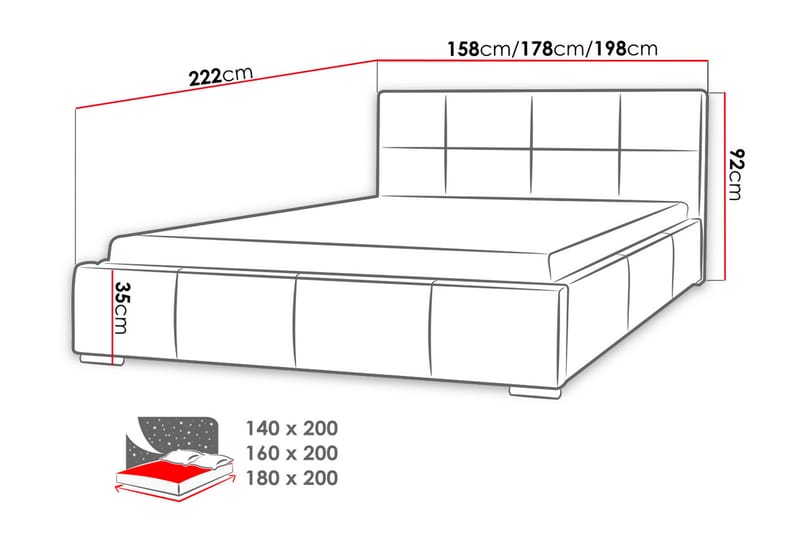 Sirdal Seng 160x200 - Hvid - Sengeramme & sengestel