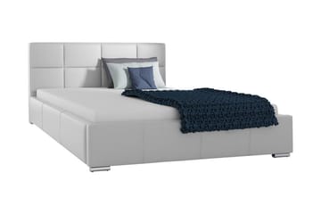 Sirdal Sengepakke 160x200 cm i Kunstlæder med Opbevaring og Sengegavl + Topmadras - Hvid - Møbler - Senge - Sengeramme & sengestel