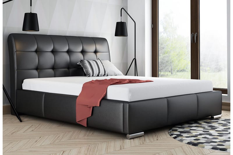Stavanger Seng med opbevaring 160x200 - Sort - Møbler - Senge - Sengeramme & sengestel
