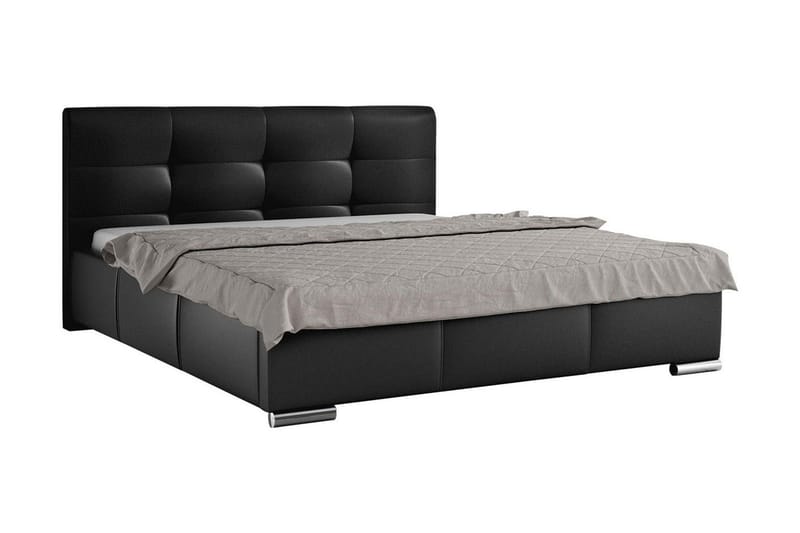 Strandrud Sengeramme med Opbevaring 180x200 cm i Kunstlæder med Sengegavl, Sort