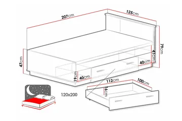 Strathy Sengeramme 120x200 cm - Sort - Møbler - Senge - Sengeramme & sengestel