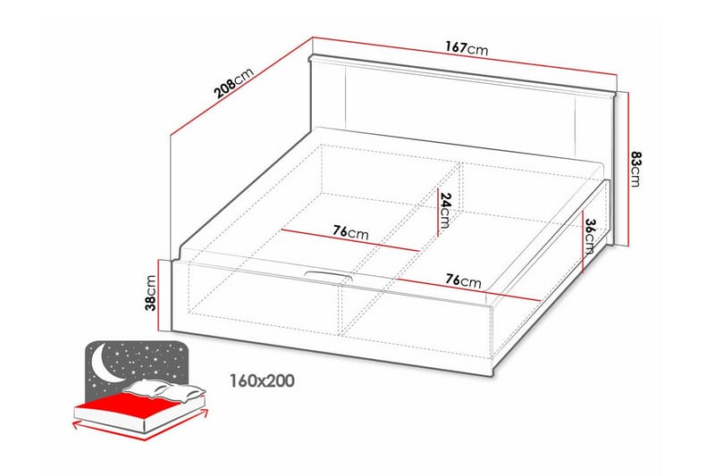 Strathy Sengeramme 160x200 cm - Sort - Sengeramme & sengestel