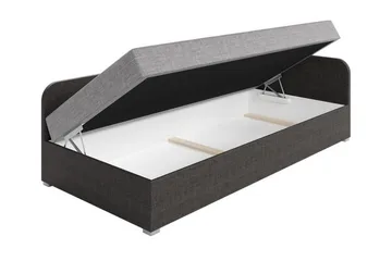 Unona Sengeramme 90x200 cm i Stof med Opbevaring + Madras - Grå|Sort - Møbler - Senge - Sengeramme & sengestel