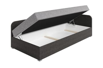 Unona Sengeramme 90x200 cm i Stof med Opbevaring + Madras - Mellemgrå - Møbler - Senge - Sengeramme & sengestel