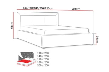 Valasco Sengeramme 120x200 cm i Stof med Sengegavl - Salviegrøn - Møbler - Senge - Sengeramme & sengestel