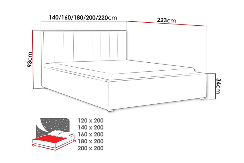 Valasco Sengeramme 120x200 cm - Sort - Møbler - Senge - Sengeramme & sengestel