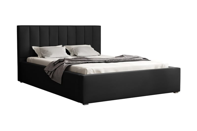 Valasco Sengeramme med Opbevaring 120x200 cm i Stof med Sengegavl, Sort