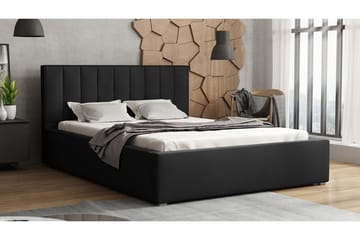 Valasco Sengeramme med Opbevaring 120x200 cm i Stof med Sengegavl - Sort - Møbler - Senge - Sengeramme & sengestel