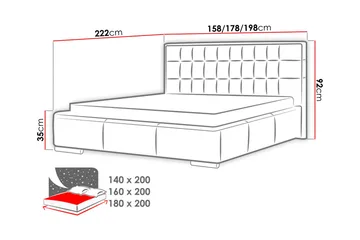 Vento Sengeramme med Opbevaring 140x200 - Grå - Møbler - Senge - Sengeramme & sengestel