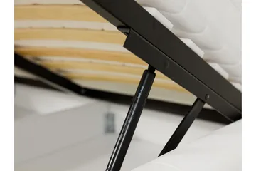 Veslbu Sengepakke 160x200 cm i Kunstlæder med Opbevaring og Sengegavl + Topmadras - Hvid - Møbler - Senge - Sengeramme & sengestel