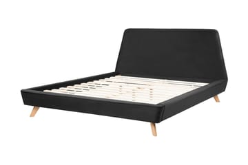 Vienne Sengeramme 180x200 cm i Stof med Sengegavl og Træben - Sort - Møbler - Senge - Sengeramme & sengestel
