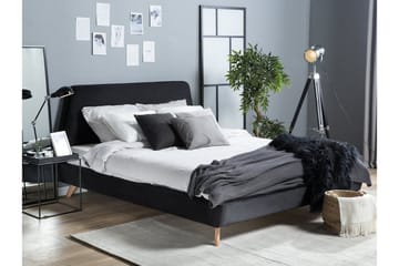 Vienne Sengeramme 180x200 cm i Stof med Sengegavl og Træben - Sort - Møbler - Senge - Sengeramme & sengestel