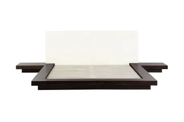 Zen Sengepakke – Dobbeltseng 180x200 cm i Træ og Læder med Sengegavl + Topmadras med Fasthedsgrad - Træ|Natur - Møbler - Senge - Sengeramme & sengestel