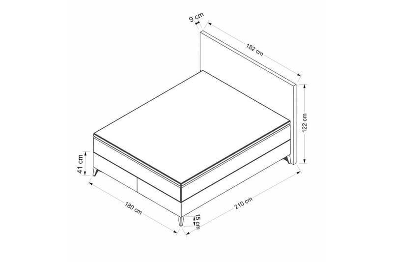 Sengerammesbase & Hovedgærde Frisk Grå - 180 x 41 x 200 cm - Møbler - Senge - Sengeramme & sengestel